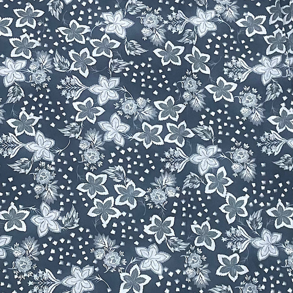 Mahima Print with Black Grey Base & Ivory Floral Print on Pure Cotton Cambric