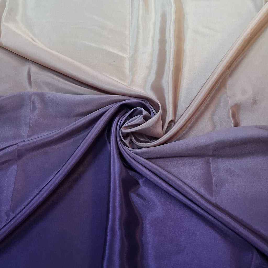 Elegant Ombré Print Blue to Ivory on Satin Georgette