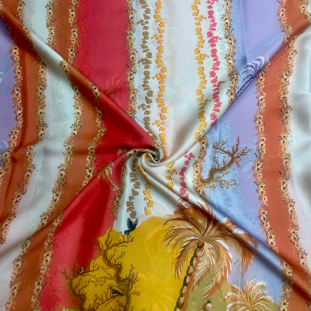 Rana Tropical Panel Print on Satin Georgette