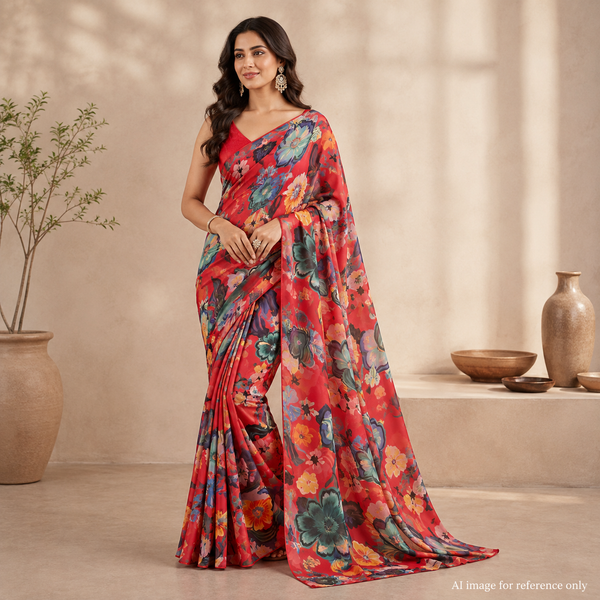 Luxurious Voyage through 80 GSM, 110 CM of Soft Organza, Crepe Silk, Georgette, Organza, Muslin, Satin Georgette, Softy Satin, White, Floral, and Digital Printed Fabrics, Featuring the Captivating Satin Georgette Abstract OM SG 14 C1