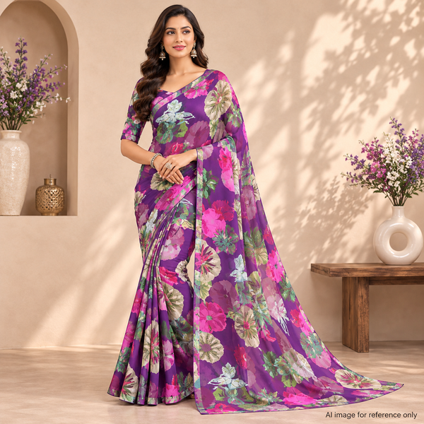 Kareena Cord Set Print in Purple Color Base in Pure Modal Satin OM SG 09 C3