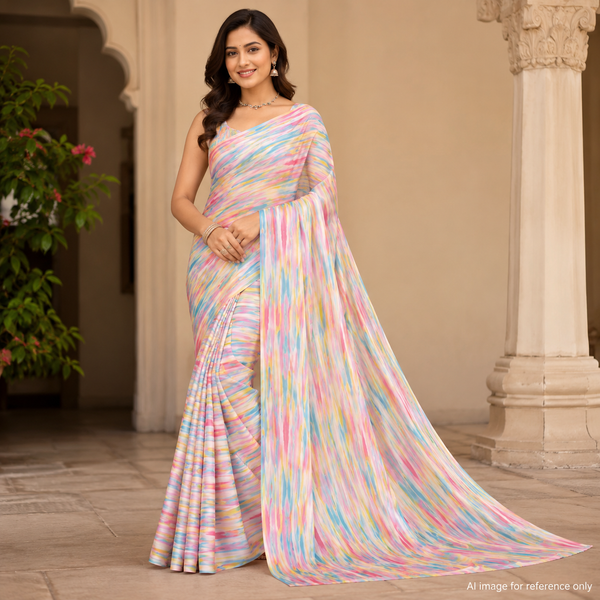 Modern Abstract Print on Satin Georgette OM TK 248 C1