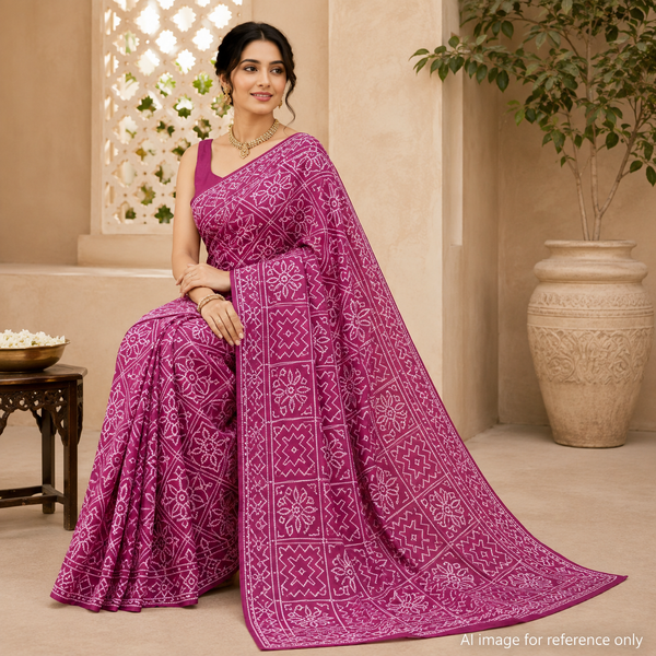 OM Fabs Presents New Creations: A Blend of Elegance and Tradition - Discover the 'Satin Georgette Bandhini' Collection OM SG 02 C2