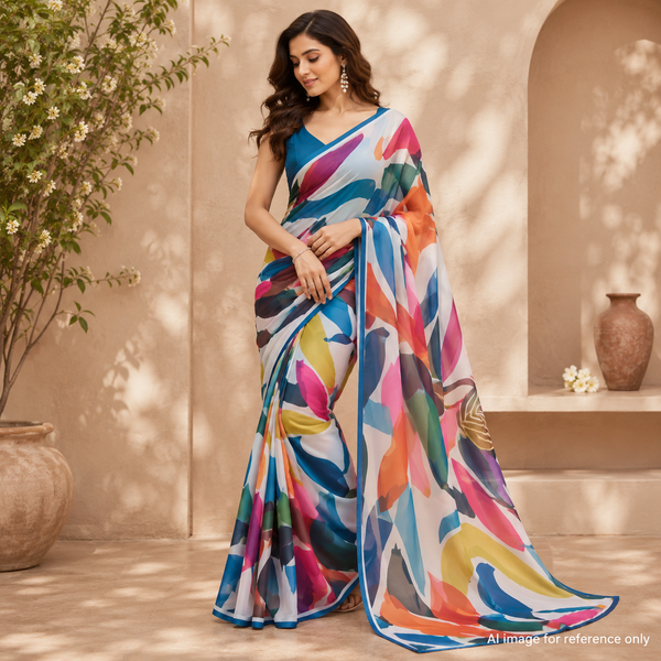 OM Fabs' Opulent Collection of 100% Polyester Satin Georgette Fabric: Meticulously Handcrafted in India under the Illustrious OM PRINTS Brand, Elevating Your Creations with the Timeless Elegance of Satin Georgetteom SS 127 C1