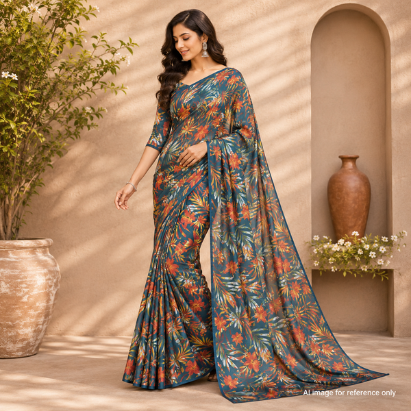 OM Fabs' Opulent Collection of 100% Polyester Satin Georgette Fabric: Meticulously Handcrafted in India under the Illustrious OM PRINTS Brand, Elevating Your Creations with the Timeless Elegance of Satin Georgette OM SS 170 C1