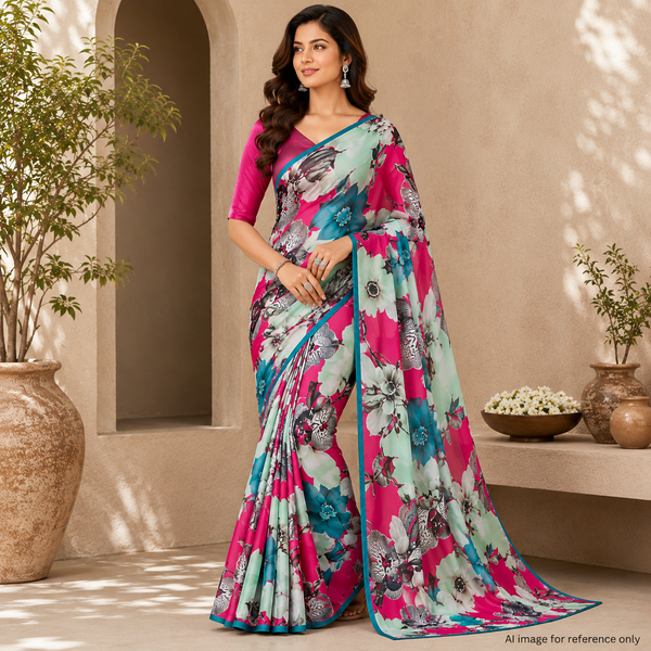 OM Fabs' Opulent Collection of 100% Polyester Satin Georgette Fabric: Meticulously Handcrafted in India under the Illustrious OM PRINTS Label, Elevating Your Creations with the Timeless Elegance of Satin Georgette OM  PK 1318 C1