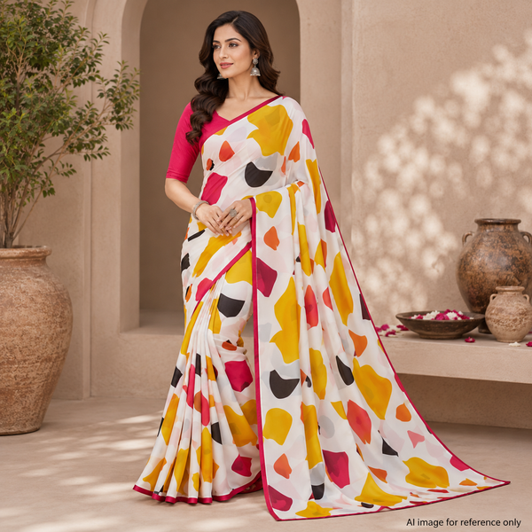 OM Fabs' Opulent Collection of 100% Polyester Satin Georgette Fabric: Meticulously Handcrafted in India under the Illustrious OM PRINTS Label, Elevating Your Creations with the Timeless Elegance of Satin Georgette OM PK 1303 C4