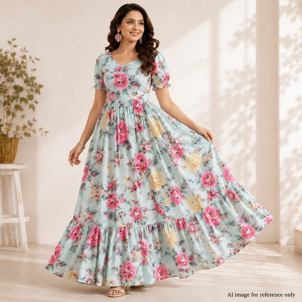Elegance in Bloom: Floral OM Fabs Polyester Collection OM SS 200 C1