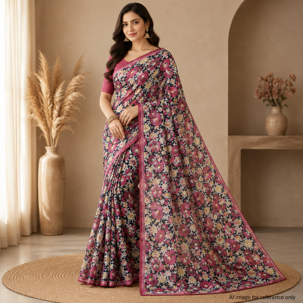 Timeless Beauty: Traditional Satin Georgette Fabrics by OM Fabs OM PK 1439 C1
