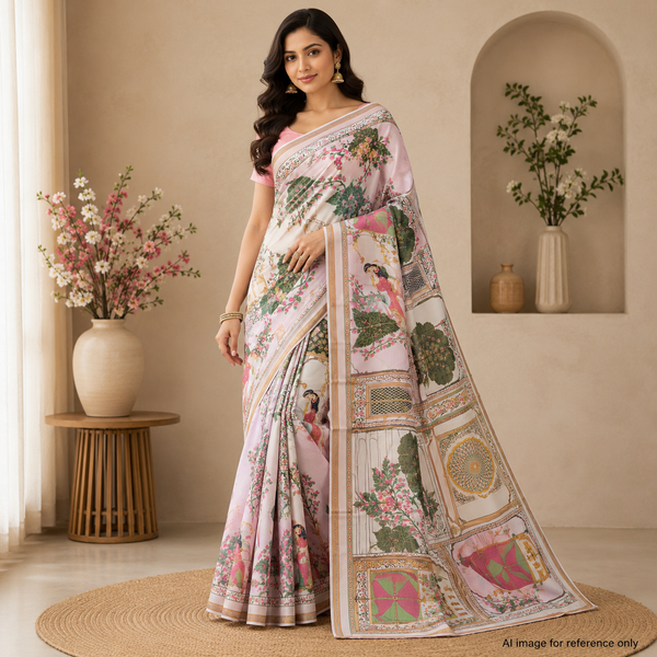 Elegance Personified: Traditional Satin Georgette Fabrics by OM Fabs OM SS 730 C1