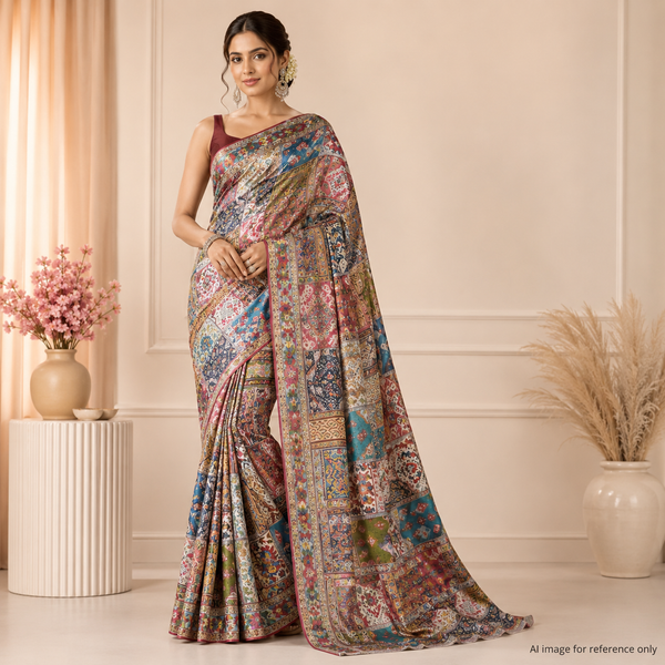 Traditional Splendor: OM Fabs' 100% Polyester Satin Georgette Fabrics OM SS 37 C1
