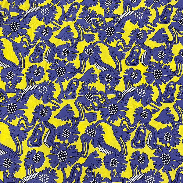 Dhruv Yellow & Blue Floral Print on Pure Cotton Poplin OM PS 336