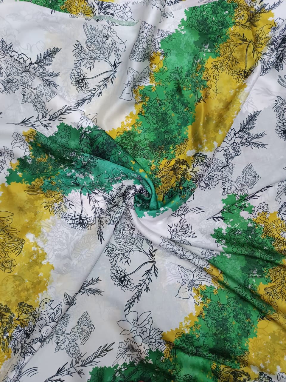 Green & Yellow Anamika Print in Pure Natural Crepe OMSG 78