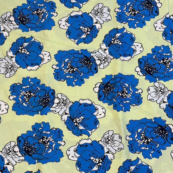 Dhruv Print with Pista Green Base & Blue Floral Print on Pure Cotton Poplin OM PS 35 C5