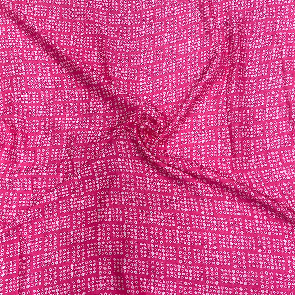 Bandhani Print in Hot Pink on Satin Georgette Fabric