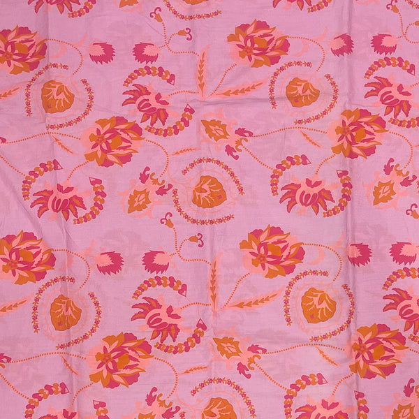 Archana Print with Dusty Pink Base & Floral Print on Pure Cotton Cambric