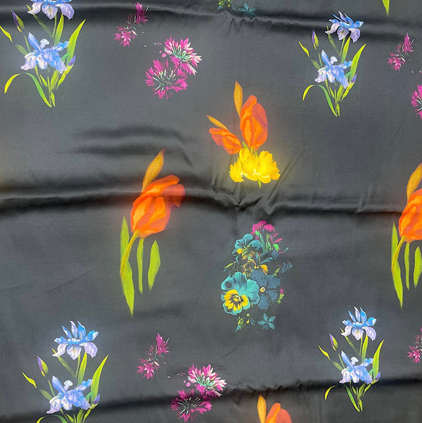 White Floral Print by Yam on Pure Modal Satin with Color options