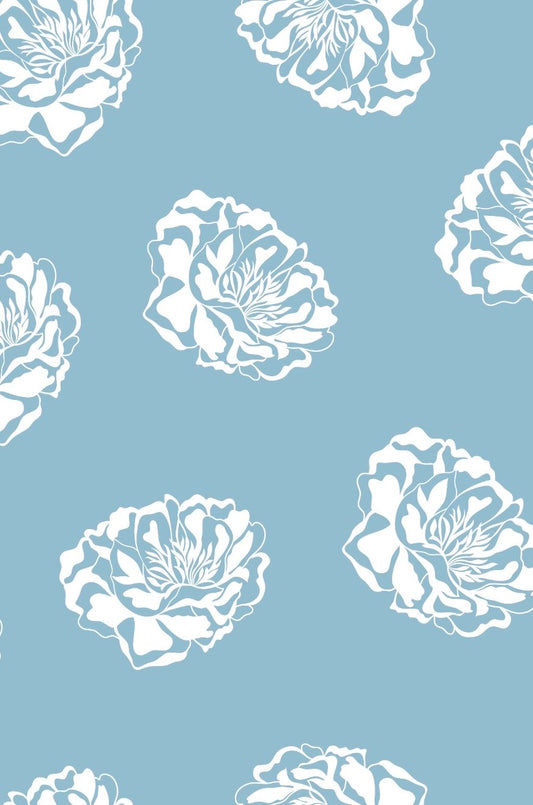 Light Blue with White Floral Print on Pure Muslin SS 854