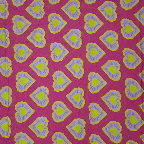 Modern Hearts Print on Satin Linen Fabric OM TK 228 C2