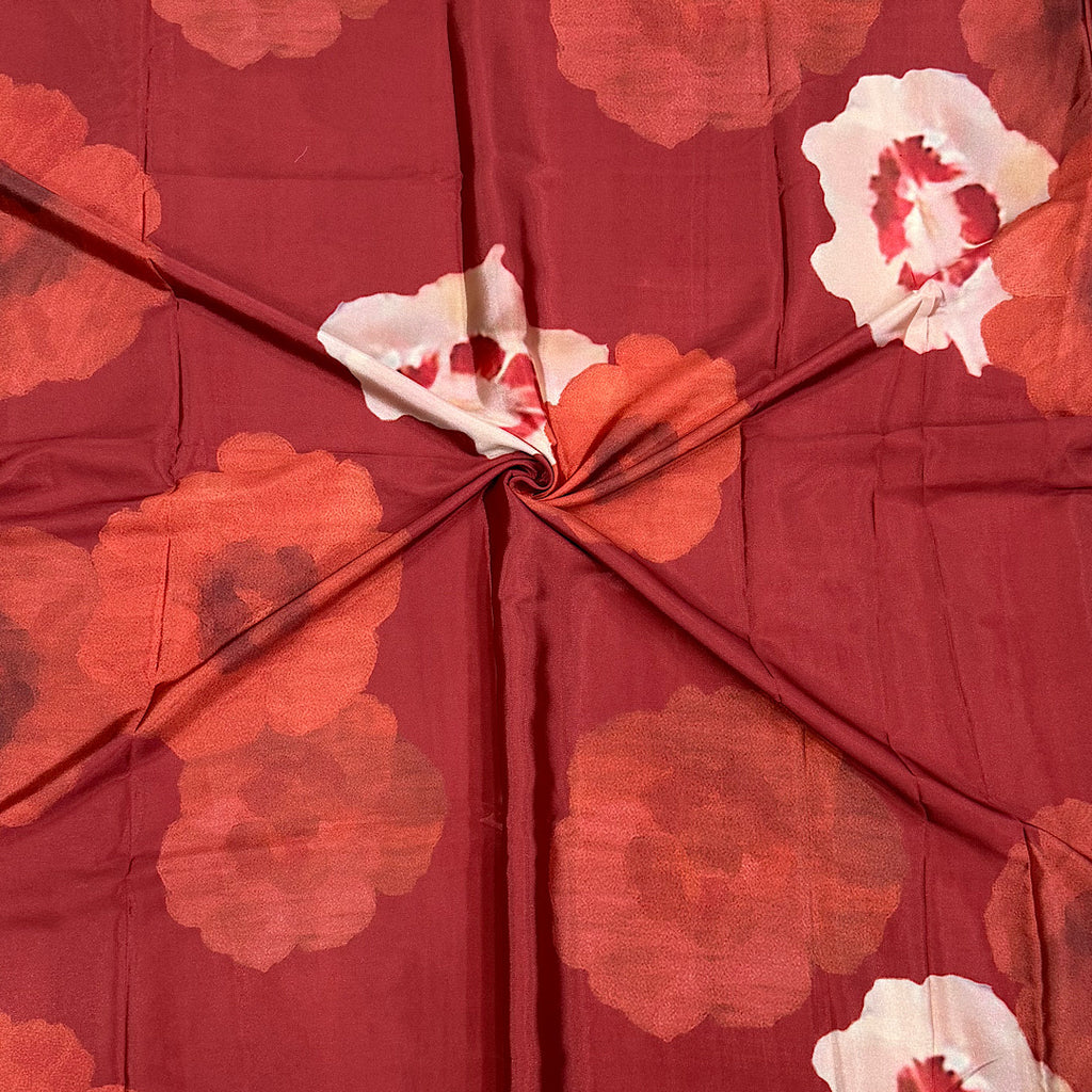 Yam Red Floral Print on on Pure Natural Crepe OM DW 75 C1