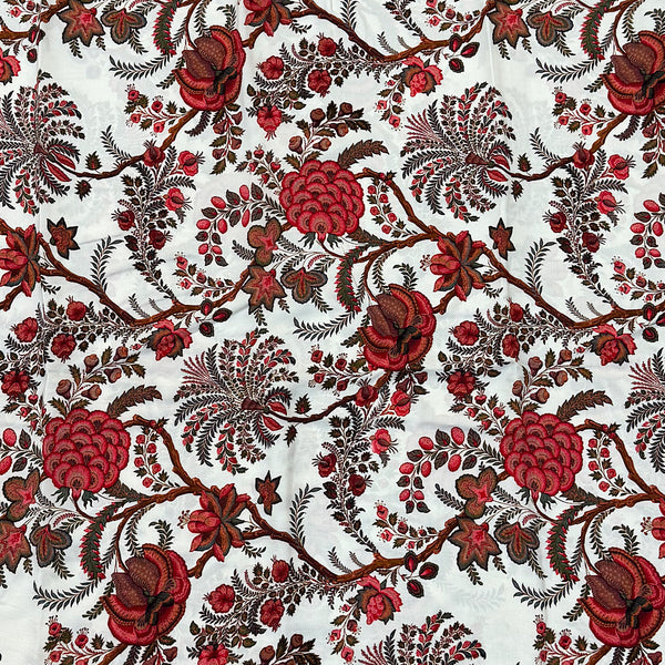 Classical Indian Print in Ivory White Colour Floral Print on Satin Georgette OM TK 510