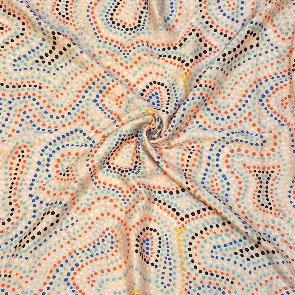 Mitali Dotted Abstract Print Design with Peach Base Colour on Pure Modal Satin