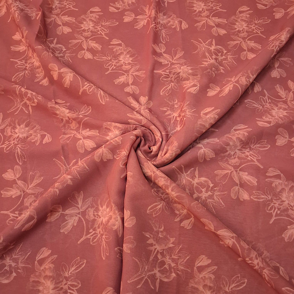 Small Floral Print in Orange with Red Base on Georgette Pooja OM PS 338