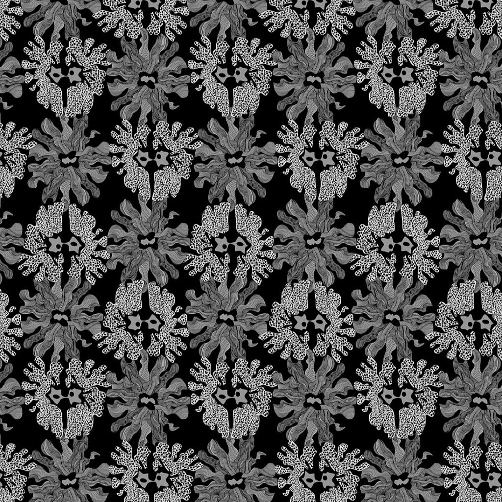 Dhruv Floral Print in Black & Grey color on Pure Modal Satin