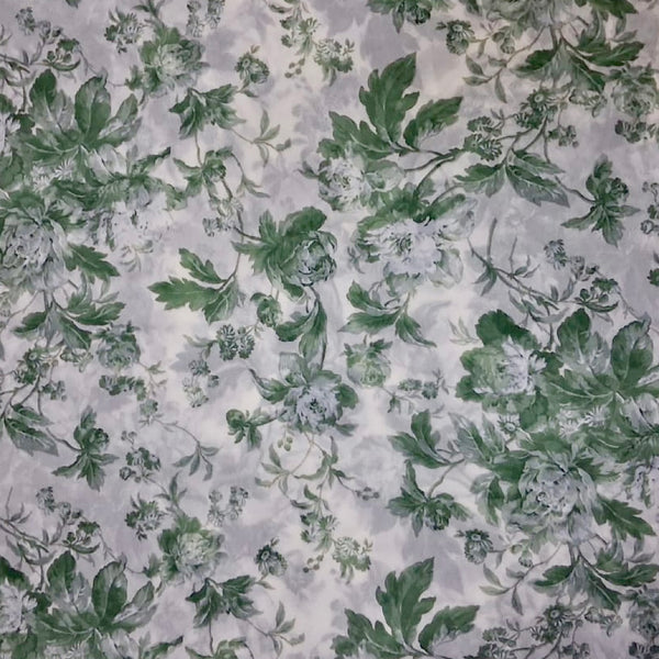 Ivory Floral Print with Green Floral on Georgette Pooja OM SS 651