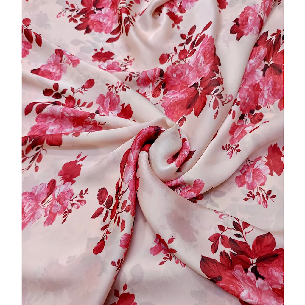 Floral Print on Satin Georgette PK 1167