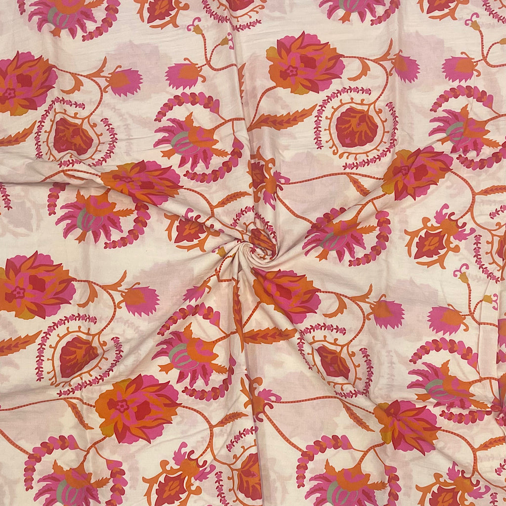 Archana Print with Cream Base & Floral Print on Pure Cotton Cambric