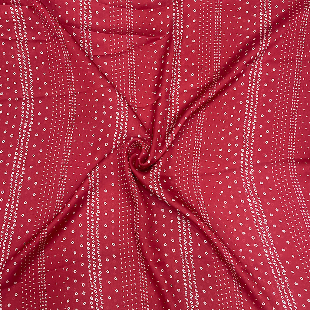 Heena Bandhani Print in Red on Satin Georgette Fabric