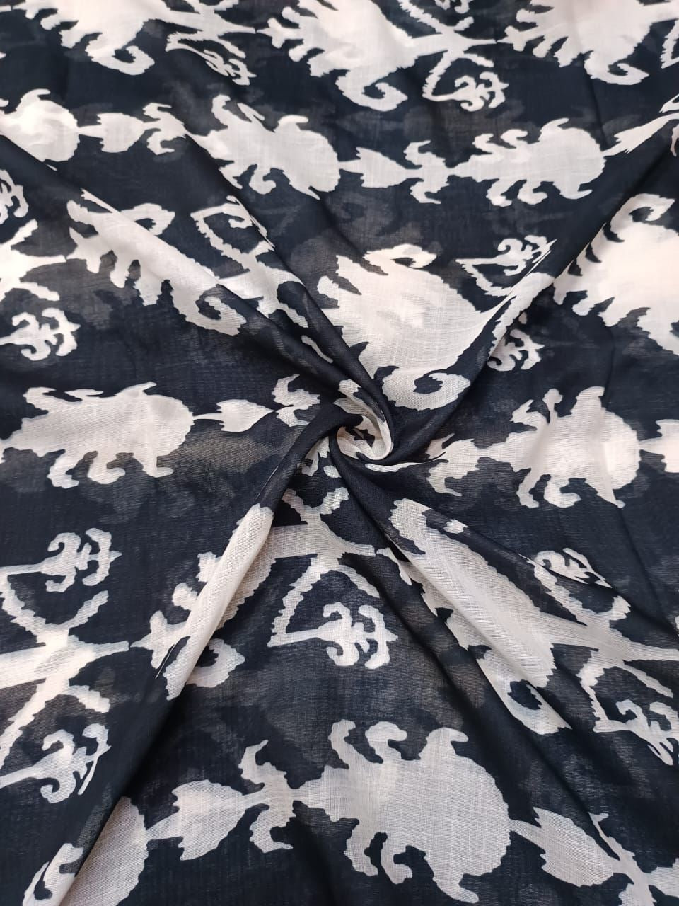 Black & White Ikat Print in Linen