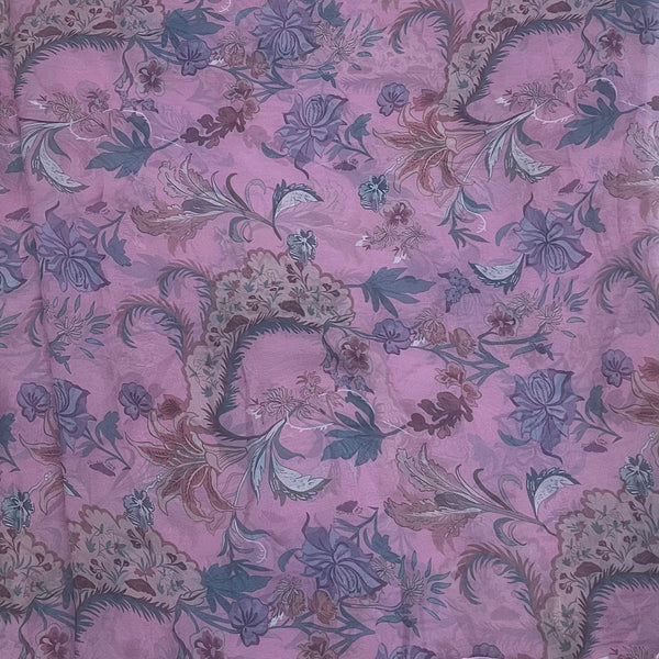 Mahima Floral Bunch Print with Pink Base color Pure Viscose Organza