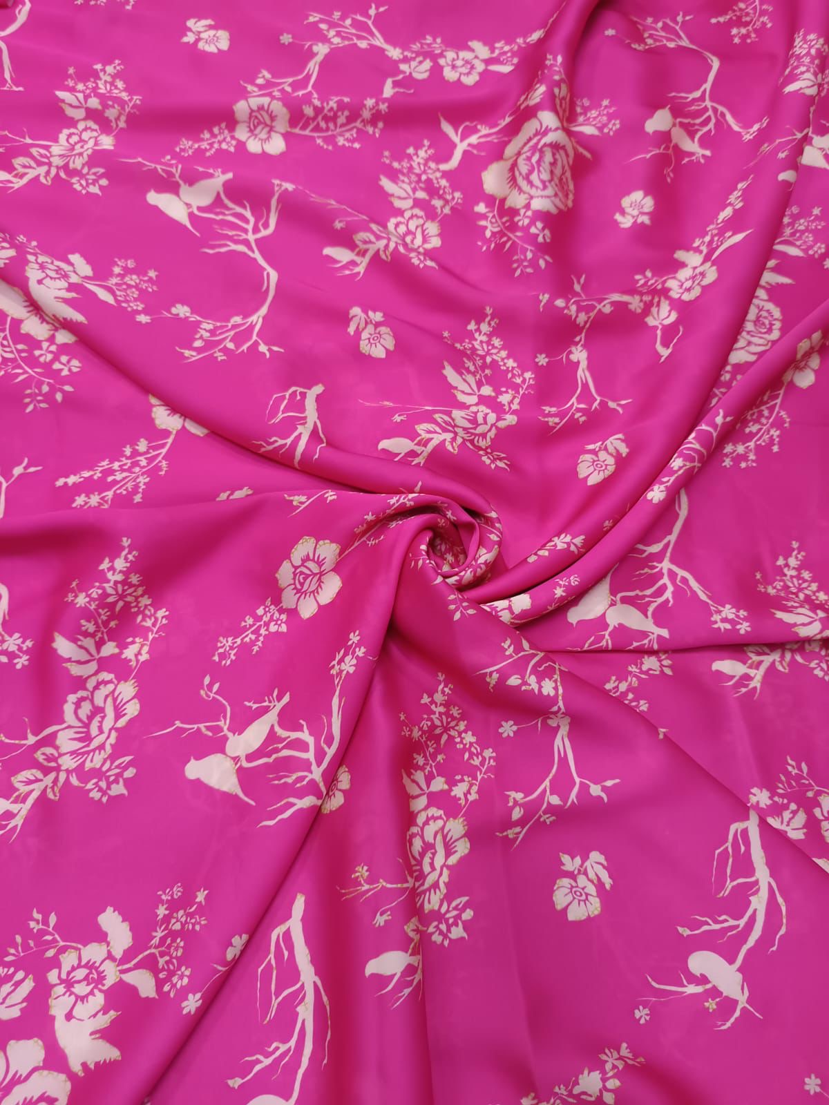 Pink Floral Print in Satin Georgette TK 349