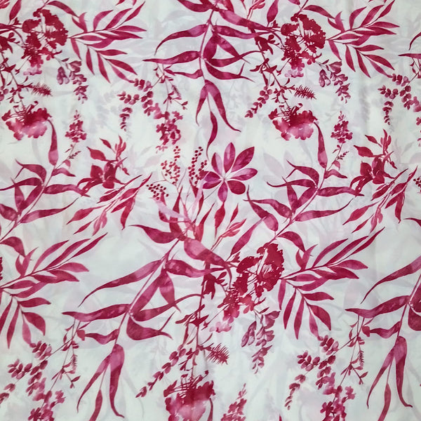 White & Red Floral Print in Satin Georgette OM TK 315