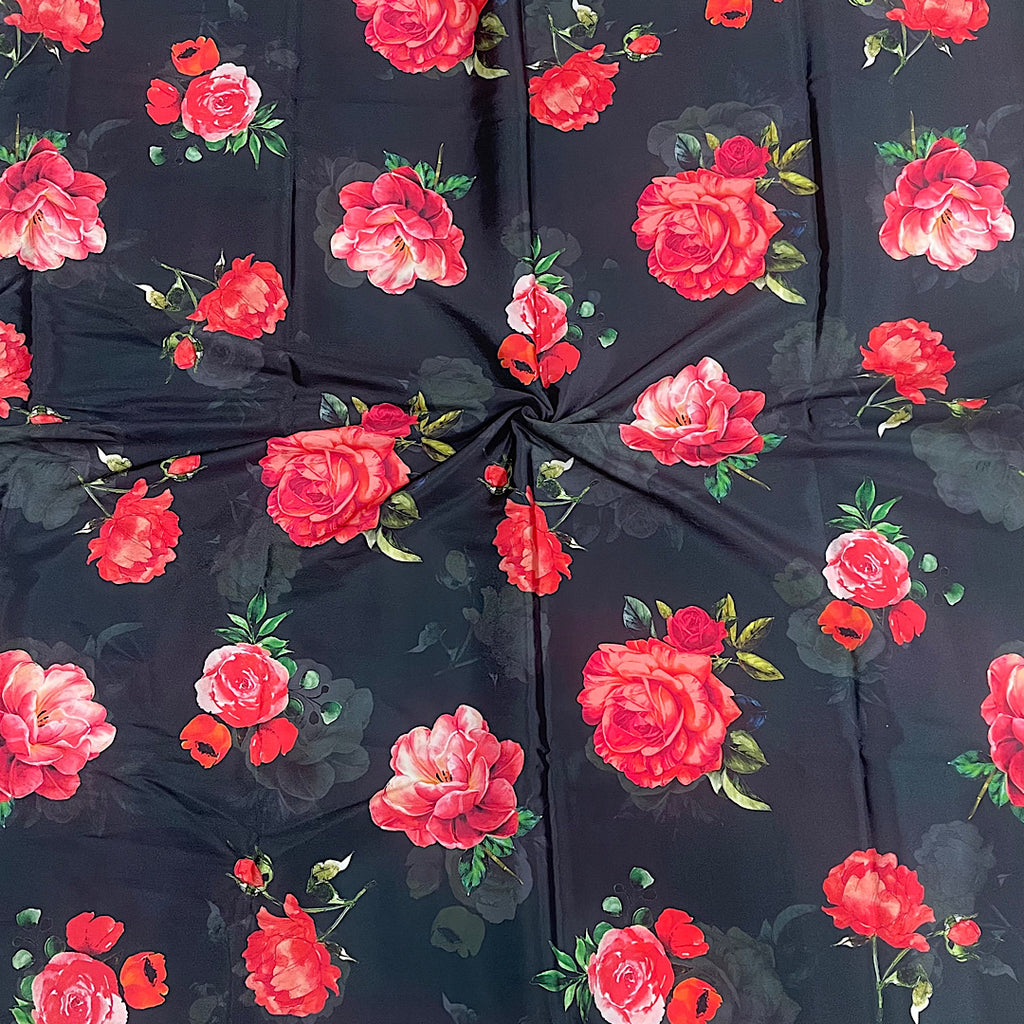 Rani Floral Saree Print in black color in Crepe Silk PK 1284 C6