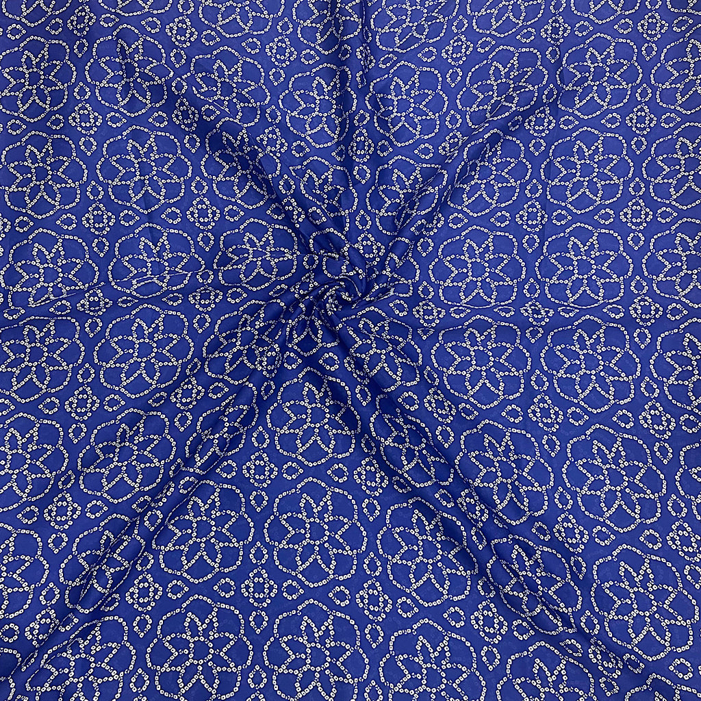 Bandhani Print in Blue Color on Satin Georgette Fabric