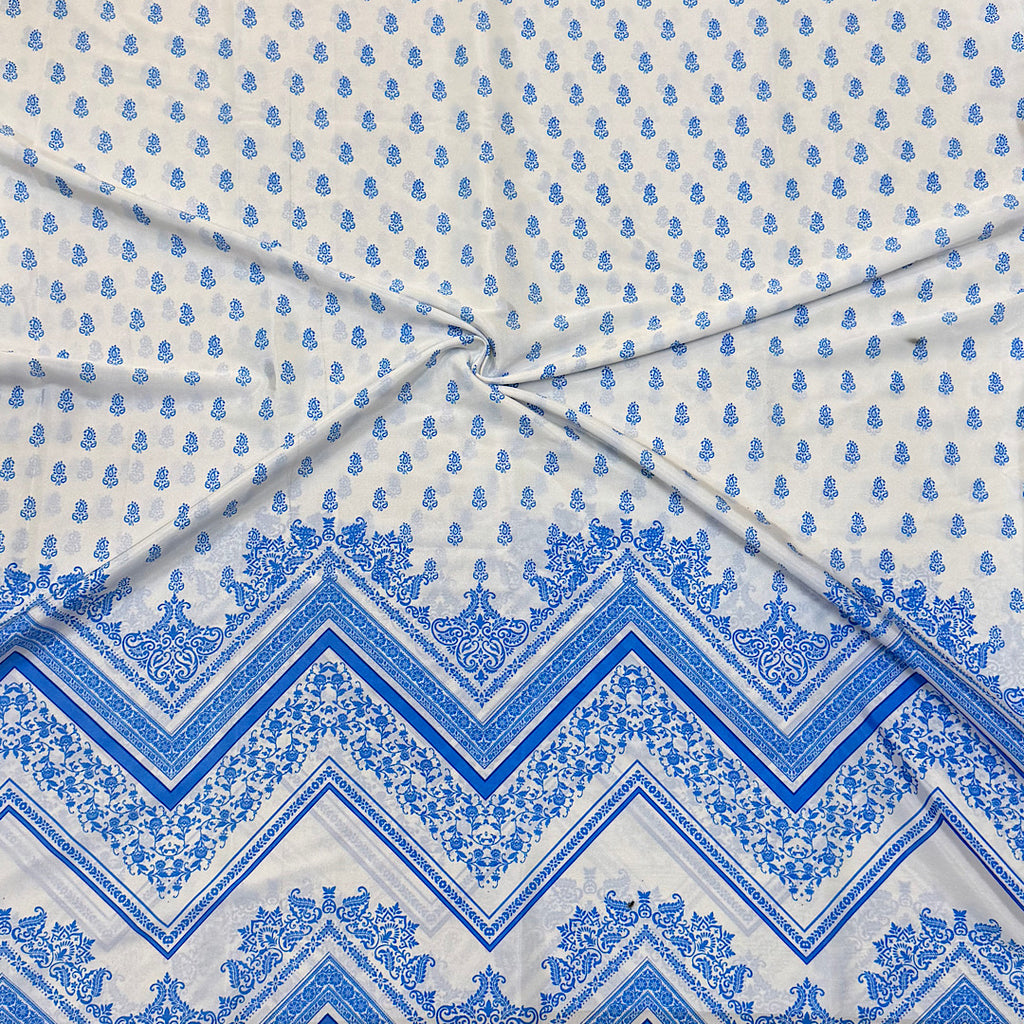 Bin İlyas Traditional Power Blue Colour ZigZag design in Pure Modal Satin  OM PS 402