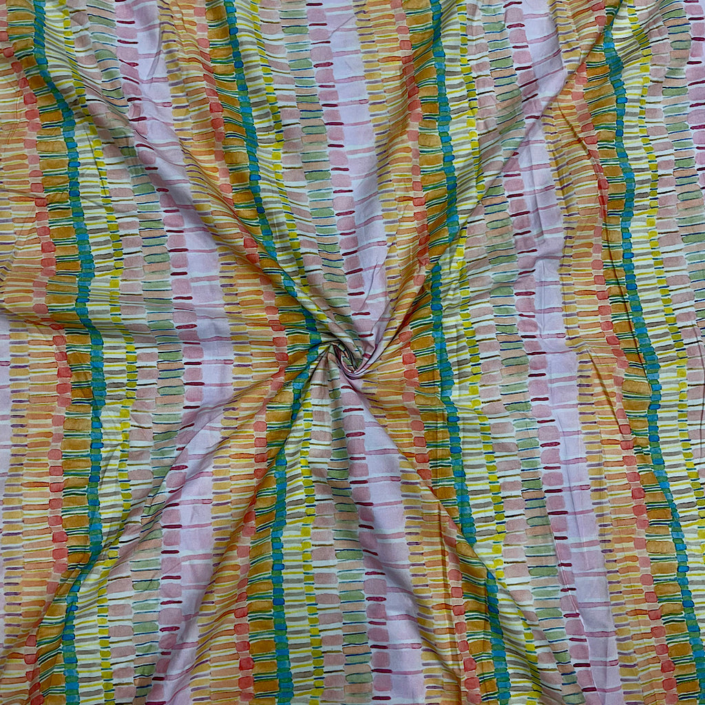 Multi Colour Abstract Boxes Print on Pure Cotton Poplin Fabric