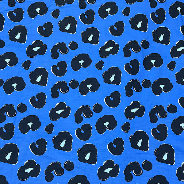 Dhruv Animal Leopard Print with Royal Blue Base on Pure Cotton Poplin Fabric OM PS 404