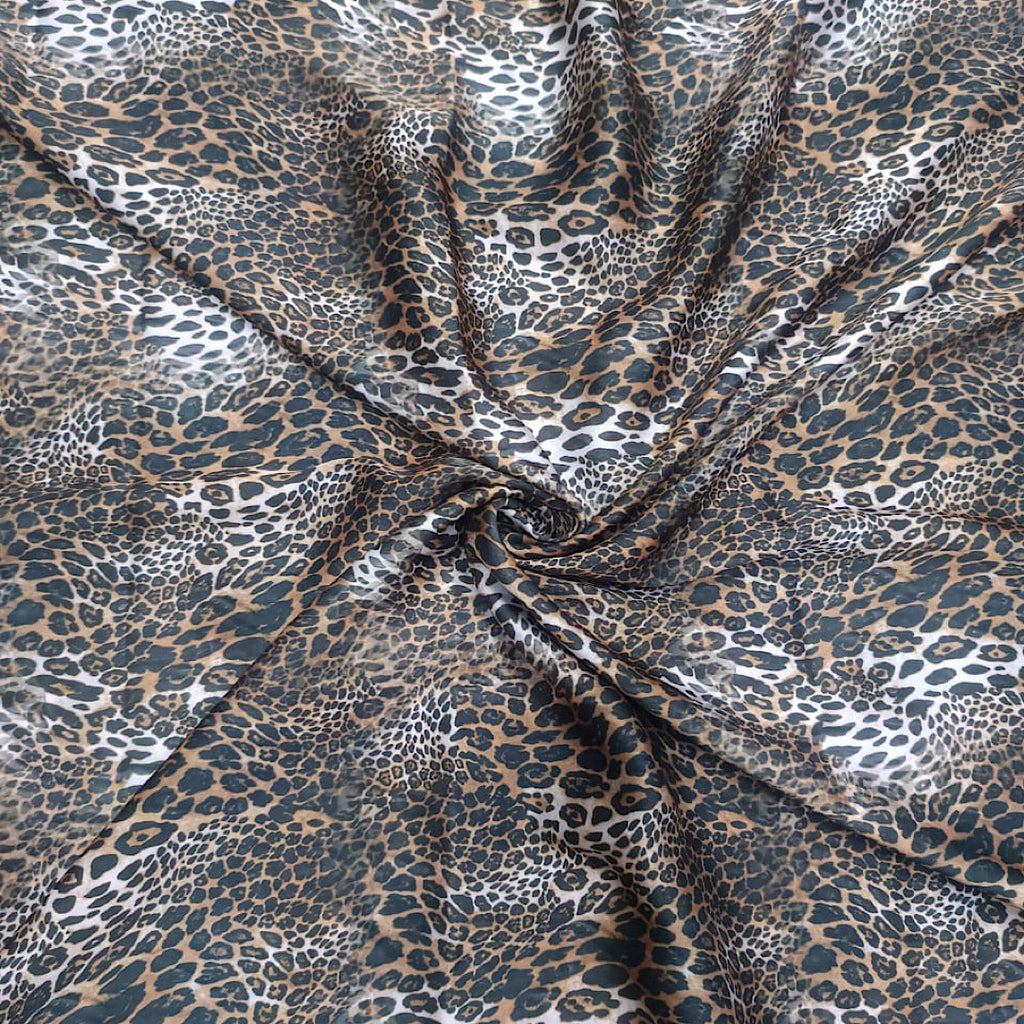 Animal Print Print on Satin Georgette OM DW 56 C1