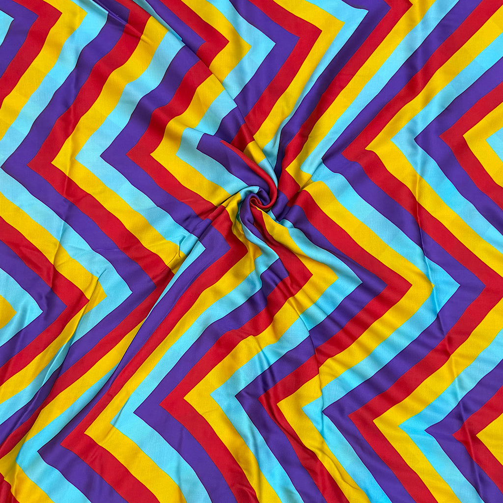 Multi Colour ZigZag Stripes in Pure Modal Satin