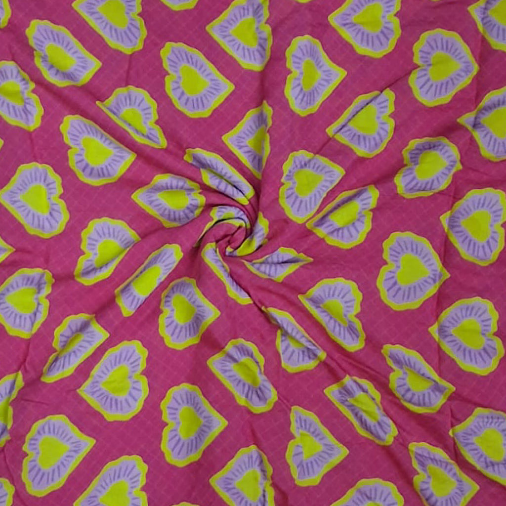 Modern Hearts Print on Satin Linen Fabric OM TK 228 C2