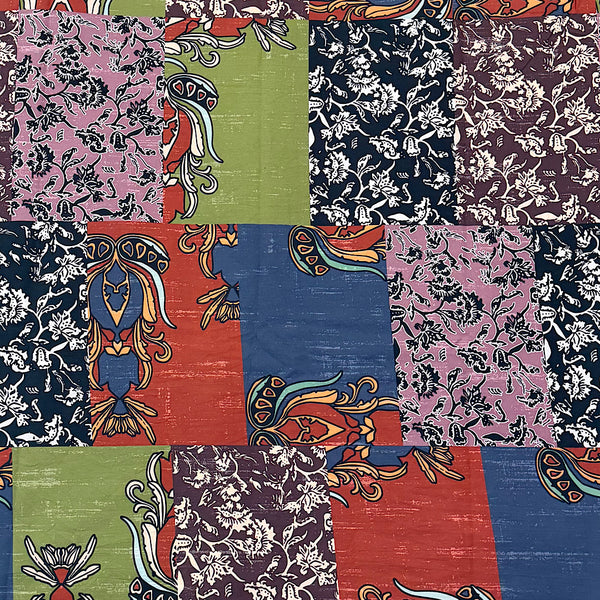 Dhruv Print with Multi Floral Boxes Ajrak on Pure Cotton Poplin