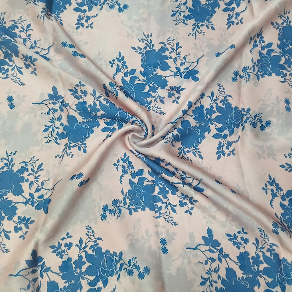 Modern English Floral Print on Satin Georgette OM DW 76