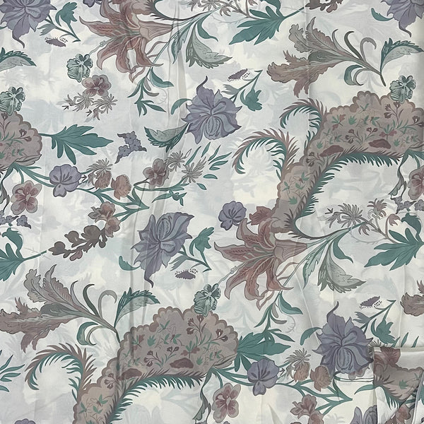 Mahima Floral Bunch Print with Ivory Base color on Satin Georgette