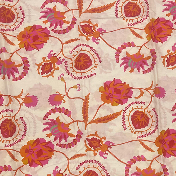 Archana Print with Cream Base & Floral Print on Pure Cotton Cambric