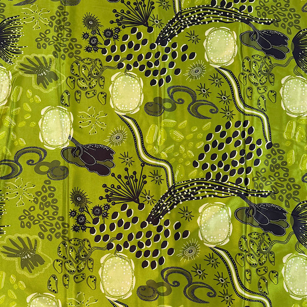 Rajvir Green Modern Floral Print on Crepe Silk Fabric OM PS 330 C1