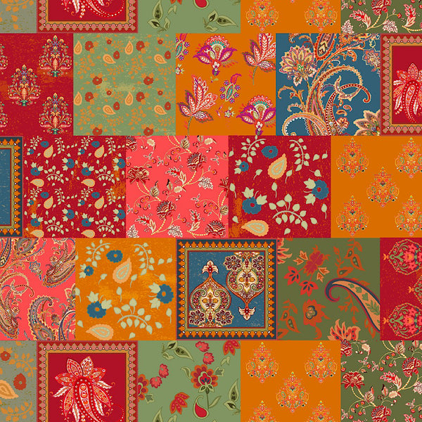 Tarun Multi Colour Boxes Classical Floral Motives Print in Satin Georgette